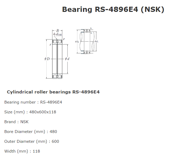 Tugas berat RS-4896E4 Full Complement Cylindrical Roller Bearing Reducer Bearing 0