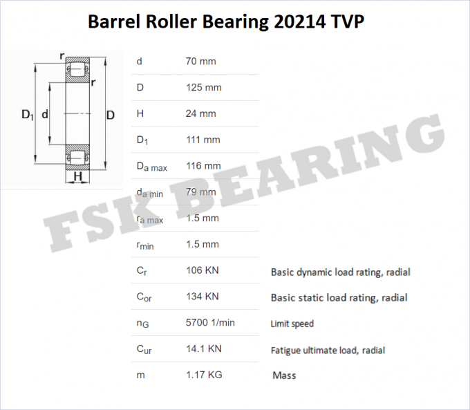 Kandang Nilon 20214 TVP, 20215 TVP, 20216 K TVP C3 Spherical Roller Barrel Bearing Gcr15 Chrome Steel 0